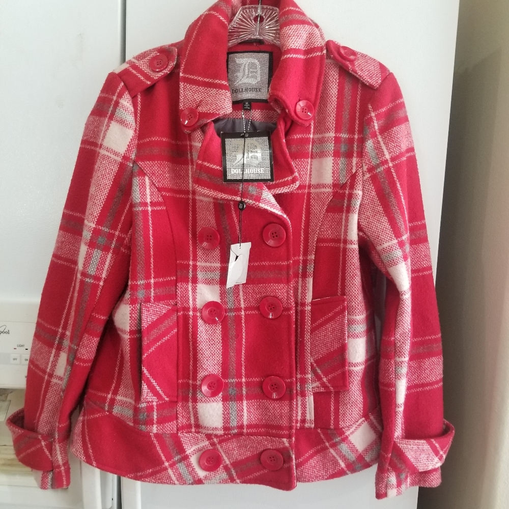 Red pea coat